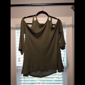 Strapped Top with Open Shoulder & Mid-Sleeves